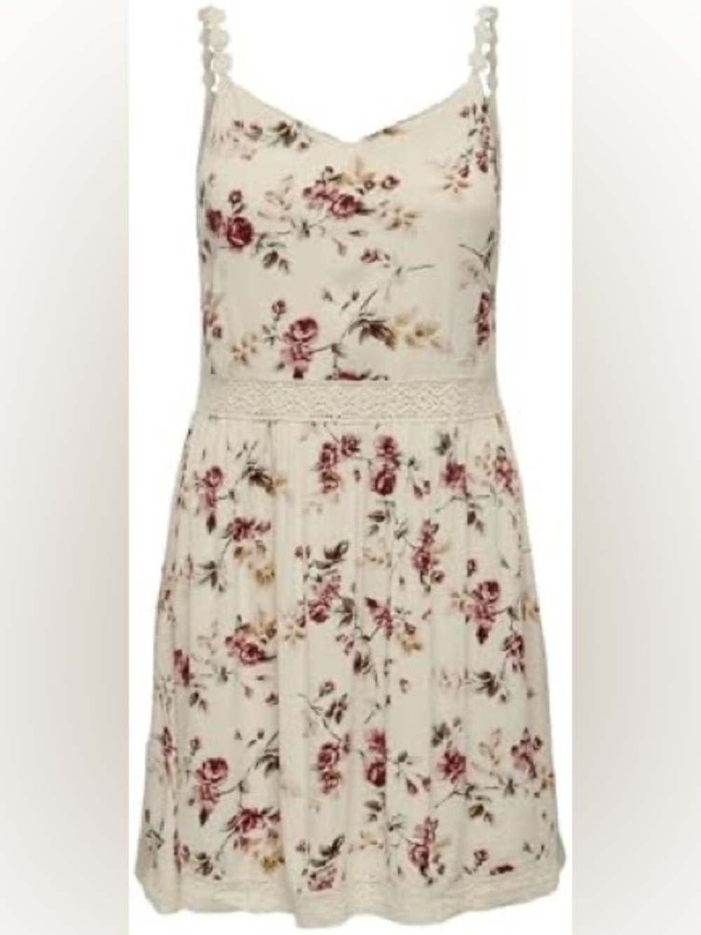 ONLY Women's Floral Dress, Rose Flower Creme Brulee size 40/ LG NEW
